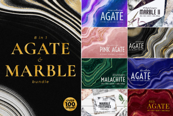 Agate, Marble and Gold Textures Bundle: Elevate Your Designs