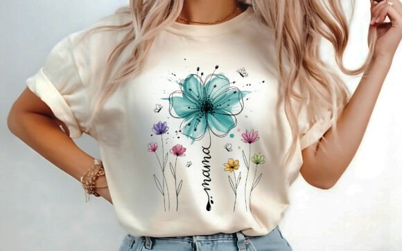 Boho Floral Mama T-shirt Design PNG for Creative Projects