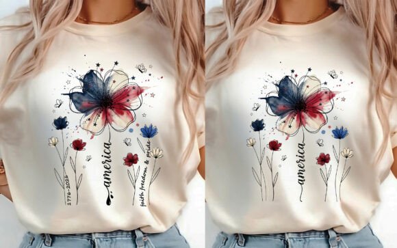 Boho Floral USA 250 T-shirt Design 2 PNG