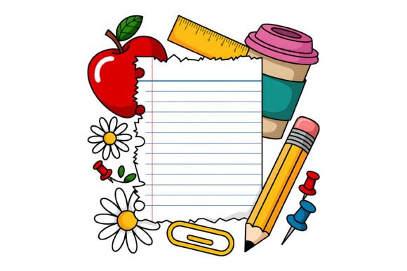 Cute School Note Paper Clipart Design: A Creative Asset for Modern Projects