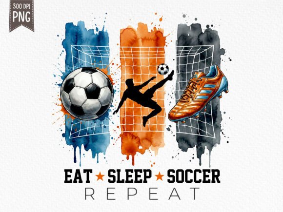 Eat Sleep Soccer PNG Brushstroke Design: A Dynamic Graphic Asset