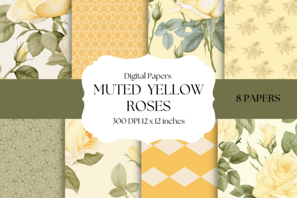 Muted Yellow Rose Digital Papers: A Designer's Subtle Touch