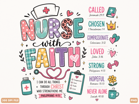Nurse Faith Christian Nurse PNG Design: A Versatile Creative Asset