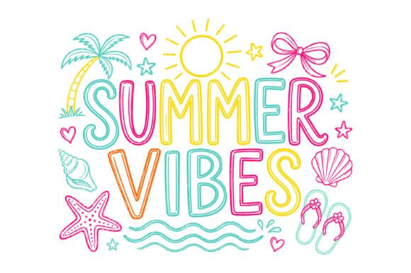 Summer Vibes Beach Doodle Design: A Creative Asset Guide