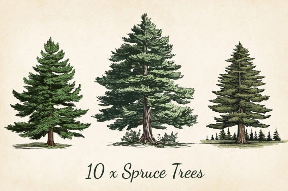 Vintage Pine Trees: SVG, PNG & EPS for Timeless Design
