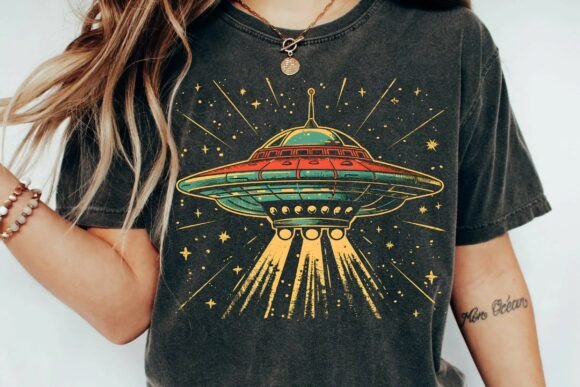 Vintage Retro UFO T-Shirt Design: A Creative Asset